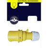 Yellow electrical accessory plug with a white connector end, shown below its retail card packaging featuring a Phoenix logo and 'ELECTRICAL ACCESSORIES' header.