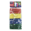 Pack of colorful plastic clothes pegs with Dosco branding on a white background
