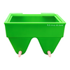 Green plastic feed trough on a white background