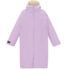 A light purple hooded raincoat with a full front zipper, zippered side pockets, and a small white logo on the left chest, displayed on a clean white background.