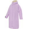 A light purple hooded jacket with a beige fleece lining inside the hood, featuring a front zipper, zippered side pocket, and a small white logo on the left chest.