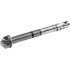 A single stainless steel anchor bolt with a hex nut, threaded shaft, and splined tip, photographed on a plain white background.