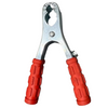 metal clamp with red handles on white background
