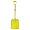 Yellow shovel with a green handle on a white background
