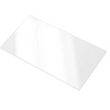 A clear rectangular transparent sheet or panel shown at an angle on a plain white background.