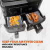 Reuseable Silicone Air Fryer Liners 2 Pack 7x20x13cm in use while cooking 