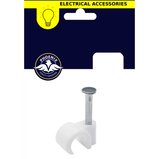  Round Cable Clips  white on white background with navy/yellow packaging