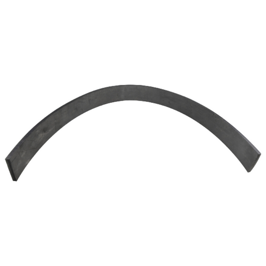 Curved black rubber gasket on a white background