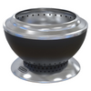 Black and silver fire pit with 'Sahara' branding on a white background