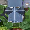 Aerial view of a house with labeled zones on the roof