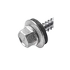 A galvanized metal hex head screw with a flat washer, shown on a plain white background.