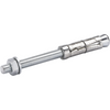 A stainless steel wall anchor bolt with a hex nut, shown diagonally on a plain white background.