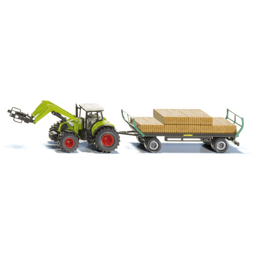 Claas Tractor with Bale Grab & Oehler Trailer
