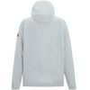 The back view of a light gray hooded jacket with a subtle textured fabric, shown against a plain white background.