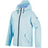 A blue hooded technical jacket with a full front zipper, shown on a clean white background.