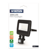 Status 30W LED PIR Floodlight packaging on a white background