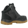 black workboot on white background with zip