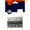 A metal cabinet hinge attached to retail packaging with a navy and orange header card labeled 'CABINET ACCESSORIES' and the Phoenix Quality Hardware logo.