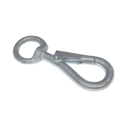 Metallic swivel hook on a white background