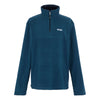Blue fleece pullover with a brand logo on a white background