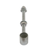 Metal bolt with a cylindrical head on a white background