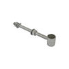 Metal rod with threaded end and cylindrical cap on a white background