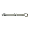 Metal eye bolt with nuts on a white background