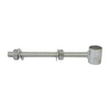 Metal bolt and threaded connector on a white background