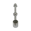 Metal bolt with a cylindrical sleeve on a white background