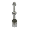 Metal bolt with a cylindrical head on a white background
