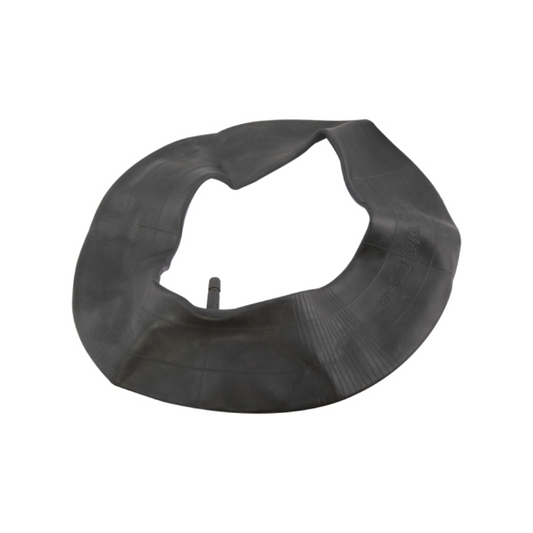 Black rubber tire inner tube on a white background