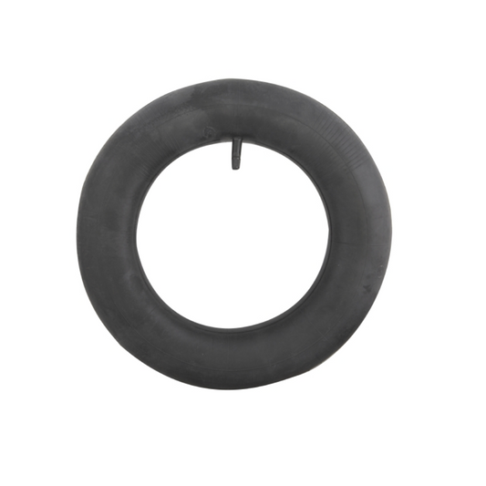 Black inner tyre tube on a white background