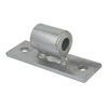 Metal bracket with cylindrical component on a white background