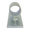 Metal bracket with circular component on a white background