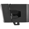 A black plastic box or sensor module with a hinge and a mounting tab, shown on a plain white background.