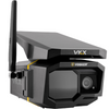 A black and gray VKX Vosker security camera with an adjustable antenna and yellow accent stripes, shown on a plain white background.