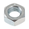 A single galvanized steel hex nut with a threaded center hole, featuring a 'S' marking on the top face, isolated on a white background.