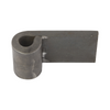 Black metal L-shaped bracket on a white background