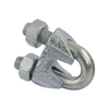 Metal clevis pin with two nuts on a white background