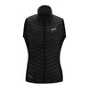 Black puffer vest on a white background