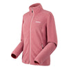 Pink fleece jacket with a brand logo on a white background
