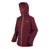 Maroon jacket with a hood on a white background
