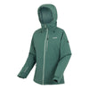 Green jacket with a hood on a white background