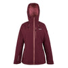 Maroon jacket with a hood on a white background