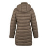 Brown puffer coat on a white background