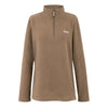 Brown long-sleeve shirt with a quarter zip on a white background