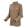 Brown fleece pullover with a quarter zip on a white background