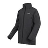 Black jacket with a brand logo on a white background