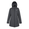 Gray raincoat with a brand logo on a white background