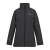 Black jacket with a brand logo on a white background